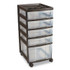 IRIS USA, INC 270015116865 Five-Drawer Rolling Cart with Organizer Top, Plastic, 12.13 x 14.38 x 26.38, Clear/Black