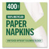 PERK PK63225 Eco Recycled Paper Napkins, 1-Ply, 12.75 x 11.25, White, 400/Pack