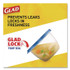 CLOROX SALES CO. Glad® 60796PK Soup and Salad Containers, Medium Rectangle, 24 oz, 6.49 x 4.86 x 2.98, Clear/Bue, Plastic, 5/Pack