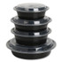 GEN TORND24 Microwavable Food Container with Lid, Round, 24 oz, 7.28 x 7.28 x 1.96, Black/Clear, Plastic, 150/Carton