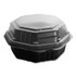 DART SOLO® 806011PP94 OctaView Hinged-Lid Hot Food Containers, 6.3 x 3.1 x 1.5, Black/Clear, Plastic, 200/Carton