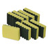 QUICKIE 2052220 Heavy-Duty Scrubber Sponge, 4 x 2.5, 1" Thick, Yellow/Green, 6/Pack