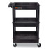 LUXOR WORKSPACES, LLC STC111B ENDURA Three-Shelf Utility Cart, Plastic, 300 lb Capacity, 26.5" x 18.5" x 39.25", Black