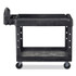 RUBBERMAID COMMERCIAL PROD. 450088BK BRUTE Heavy-Duty Utility Cart with Lipped Shelves, Plastic, 2 Shelves, 500 lb Capacity, 17.13" x 38.5" x 38.88", Black