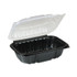 PACTIV EVERGREEN CORPORATION DC961000B000 EarthChoice Vented Dual Color Microwavable Hinged Lid Container, 34 oz, 9 x 6 x 3.1, Black/Clear, Plastic, 140/Carton