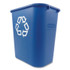 RUBBERMAID COMMERCIAL PROD. 295673BE Deskside Recycling Container, Medium, 28.13 qt, Plastic, Blue