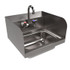 BK RESOURCES HSW1410SSP Stainless Steel Hand Sink with Side Splashes and Faucet, 14" l x 10" w x 5" h