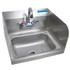 BK RESOURCES HSW1410SSP Stainless Steel Hand Sink with Side Splashes and Faucet, 14" l x 10" w x 5" h