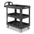 RUBBERMAID COMMERCIAL PROD. 2196862 BRUTE 3-Shelf Heavy-Duty Ergo Lipped Utility Cart, Resin, 3 Shelves, 600 lb Capacity, 25.24" x 44" x 47", Black