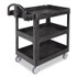 RUBBERMAID COMMERCIAL PROD. 2196862 BRUTE 3-Shelf Heavy-Duty Ergo Lipped Utility Cart, Resin, 3 Shelves, 600 lb Capacity, 25.24" x 44" x 47", Black