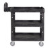 RUBBERMAID COMMERCIAL PROD. 2196862 BRUTE 3-Shelf Heavy-Duty Ergo Lipped Utility Cart, Resin, 3 Shelves, 600 lb Capacity, 25.24" x 44" x 47", Black