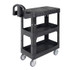 RUBBERMAID COMMERCIAL PROD. 2203280 BRUTE 3-Shelf Heavy-Duty Ergo Flat Utility Cart, Plastic, 3 Shelves, 600 lb Capacity, 25.24" x 48.63" x 46.18", Black