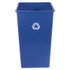 RUBBERMAID COMMERCIAL PROD. 3959-73 BLU Square Recycling Container, 50 gal, Plastic, Blue