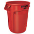 RUBBERMAID COMMERCIAL PROD. 2632 RED Vented Round Brute Container, 32 gal, Plastic, Red