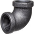 USA Industrials ZUSA-PF-21010 Black Pipe Fittings; Fitting Type: Elbow ; Fitting Size: 2-1/2" ; End Connections: NPT ; Material: Iron ; Classification: 150 ; Fitting Shape: 900 Elbow