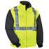 Put on the Ergodyne GloWear High-Visibility Thermal Jacket to stay warm and protected on the job. The Type R Class 2 jacket offers wind and water resistance and sports ANSI-compliant reflective elements for nighttime work.  Made with a 300-denier oxford polyester outer shell and a PU coating to resist wind and water.  100 grams of 3M Thinsulate insulation in the body and 80 grams of 3M Thinsulate insulation in the sleeves to keep you warm.  2 external front pockets, a clear ID badge holder and 2 mic tabs for separate storage options.  Can be worn as a jacket or as a vest when you remove the sleeves. Also can be paired with the 8386 outer shell (sold separately) to create a winter parka.  YKK #5 zippers help prevent snags.  2in ANSI-compliant 3M Scotchlite reflective elements allow you to be seen at night.  Machine washable.