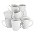 Serve coffee, tea and other hot drinks with this Elama Elle 12-Piece Round Mug Set. These porcelain mugs have a glossy finish that adds a sleek look to impress your guests.  Made from porcelain material.  Glossy finish.  Dishwasher and microwave safe.