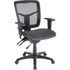 Managerial mid-back chair features a mesh back and seat.  Ergonomically designed mid-back matches the natural curvature of a persons back.  Arms adjust in height and width.  Mid-back chair also offers a five-star nylon base, pneumatic seat-height adjustment (17in to 21in high from the floor), 360-degree swivel, back-height adjustment, tilt and asynchronous three-lever control.  Frame is available in black only.  Weight capacity is 250 lb.  Chair meets the CA117 fire-retardant standard and offers an abrasion rating of 60,000 double rubs (ASTM-D-4175).