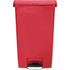 With a sleek, low-profile design, this wastebasket is a perfect addition to areas with limited space. The sturdy plastic material is made to withstand constant use.  Made of tough plastic to endure daily use.  Low-profile design accommodates areas with limited space.  Fire-resistant construction offers increased peace of mind.  18-gallon capacity means less-frequent emptying.  Step-on design eliminates the need to touch the lid.