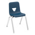 Stacking student chairs add color to your classroom and offer color-coding opportunities for learning stations and more. The four-leg base features the strength of heavy-gauge tubular steel. Smooth polypropylene shell and a comfortably contoured waterfall seat front allow easy cleaning.  Colorful addition to kindergarten classroom fun  Strong, 4-leg base  Comfortable, easy-to-clean shell  Stacks 5 high for compact storage  Limited Lifetime Warranty  Navy seat and silver frame for a smart look.  Set of 4 chairs.  Overall dimensions 25in x 16 1/2in x 14 3/4in.  No assembly required, ready to use.  GREENGUARD Gold certified  - certified for low chemical emissions: UL.COM/GG - UL 2818. Ranked in two tiers: Certified and Gold.  Less harsh chemicals - made with fewer harsh chemicals, or safer chemicals than typical alternatives, helping  reduce your use of and exposure to substances that may be more harmful to your health and the environment.  Contains Recycled Content - See Specs for Details.