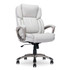 Bring relaxation to your busy workday with the Serta Executive Office Chair. Serta kept comfort in mind while designing this desk chair with luxurious layered body pillows, a contoured lumbar zone and padded armrests for all day ease and exceptional support during long periods of sitting.  Ergo layered body pillows and contoured lumbar section for comfort.  Layered body pillows and padded armrests.  Waterfall seat edge lessens pressure on the back of the legs and increases circulation to help reduce fatigue.  Smooth bonded leather with contrast stitching.  Fully adjustable with pneumatic seat-height lift, recline mechanism and tilt-tension knob.  Heavy-duty base and rolling chair casters offer smooth mobility.  Contoured lumbar zone provides customized lower back support to alleviate discomfort.  Elevated and padded headrest offers comfort and improves neck support.  Upholstered in white bonded leather.  Tested to meet ANSI/BIFMA Performance Standards - Manufacturer testing has been conducted on this product to meet specific performance requirements and safety standards set forth by the American National Standards Institute (ANSI) and the Business and Institutional Furniture Manufacturers.