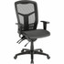 Create an office that keeps you comfortable all day long with this Lorell High-Back Mesh Office Chair at its core. While you are chatting with clients and working at your laptop, the breathable backrest keeps you comfortable with a design that follows the natural curve of your spine, and the rolling, swiveling design makes it easy to reach multiple areas of your workspace. Thanks to the adjustable seat and arm rests, this high-back office chair makes it easy to achieve an ideal position for the tasks you perform each day.  Weight capacity tested to support 250 lb.  Ergonomic backrest follows the natural curvature of your spine.  Pneumatic seat-height adjustment.  360 deg. swivel.  Arms adjust in height and width.  Rolling base.  Assembly required.  Lorell ergonomic mesh office chair is finished in black.