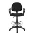 Stay comfortable as you work  Overall Dimensions: 49 1/2inH x 26inW x 25inD.  Fabric chair features a contoured seat and back to help relieve back strain and discomfort throughout the day.  Loop arms offer support as you perform typing, writing or other tasks.  Strong 20in-diameter chrome foot and a large 27in nylon base create a durable, stable design.