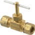 Parker NV105CA-4 Needle Valve: Straight, 1/4" Pipe, Compression x Compression End, Brass Body