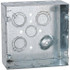 Hubbell-Raco 258 Electrical Device Box: Steel, Square, 4.69" OAH, 4.688" OAW, 2.188" OAD, 2 Gangs