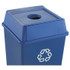 RUBBERMAID COMMERCIAL PROD. 2791 BLU Untouchable Bottle and Can Recycling Top, Round Opening, 20.13w x 20.13d x 6.25h, Blue