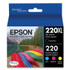 EPSON AMERICA, INC. T220XLBCS T220XL-BCS (220XL) DURABrite Ultra High-Yield Ink, 175/165 Page-Yield, Black/Cyan/Magenta/Yellow
