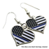 Thin Blue Line TBL-EAR-HEART-RHINE Thin Blue Line Heart Earrings, Rhinestone