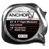 ORS Nasco Anchor Brand Easy to Read Tape Measure, 1/2 in x 12 ft, Chrome