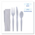 BOARDWALK FKTNHWPSWH Four-Piece Cutlery Kit, Heavyweight, Fork/Knife/Napkin/Spoon, Plastic, White, 250/Carton