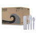 BOARDWALK FKTNHWPSWH Four-Piece Cutlery Kit, Heavyweight, Fork/Knife/Napkin/Spoon, Plastic, White, 250/Carton