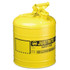 Justrite Type l Steel Safety Can, Diesel, 5 gal, Yellow, Includes Stainless Steel Flame Arrestor; Swinging Handle