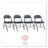 ALERA CA9416 Alera PU Padded Folding Chair, Supports Up to 250 lb, Black Seat, Black Back, Black Base, 4/Carton
