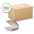 VEGWARE WHBRG8HW White Molded Fiber Clamshell Container, Compostable, 7.9 x 7.9 x 2.9, White, Sugarcane, 200/Carton