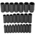 Proto J74216 Deep Impact Socket Set: 25 Pc, 1/2" Drive, 8.00 to 36.00" Socket