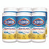 CLOROX SALES CO. 01628 Disinfecting Wipes, Bleach Free Cleaning Wipes, 1-Ply, 7 x 7.75, Crisp Lemon, White, 75/Canister, 6 Canisters/Carton