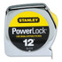 Stanley® Products Stanley® 33272 Powerlock® Tape Rules 1/2 in Wide Blade, 12 ft x 1/2 in, Inch/Decimal, Single Sided, Silver/Yellow