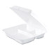DART 95HT3R Foam Hinged Lid Containers, 3 Compartments, 9.25 x 9.5 x 3, White, 100/Sleeve, 2 Sleeves/Carton