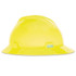 MSA V-Gard® Protective Hat-Style Full-Brim Hard Hat, Slotted, Fas-Trac® III Suspension, Standard Size, Hi-Viz Yellow-Green