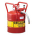 Justrite Type II AccuFlow™ DOT Steel Safety Can, 5 gal, Red, 1 in Metal Hose, Roll Bars