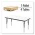 CORRELL, INC. 2460DE80954P Markerboard Activity Tables, Rectangular, 60" x 24" x 19" to 29", White Top, Black Legs, 4/Pallet