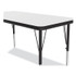 CORRELL, INC. 2460DE80954P Markerboard Activity Tables, Rectangular, 60" x 24" x 19" to 29", White Top, Black Legs, 4/Pallet