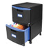 STOREX 61314U01C Two-Drawer Mobile Filing Cabinet, 2 Legal/Letter-Size File Drawers, Black/Blue, 14.75" x 18.25" x 26"