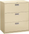 Hon HON683LL Horizontal File Cabinet: 3 Drawers, Steel, Putty