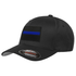 Thin Blue Line FLEX-TBL-BBG-BLACK-LARGE FlexFit Hat - Black Background Thin Blue Line Flag