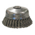 Weiler® 12276 Single Row Heavy-Duty Knot Wire Cup Brush, 5 in dia, 5/8-11 UNC, 0.023 Steel Wire